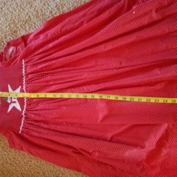 Red Polka Dot Dress with Star Snowman Design - Picture 5 of 5